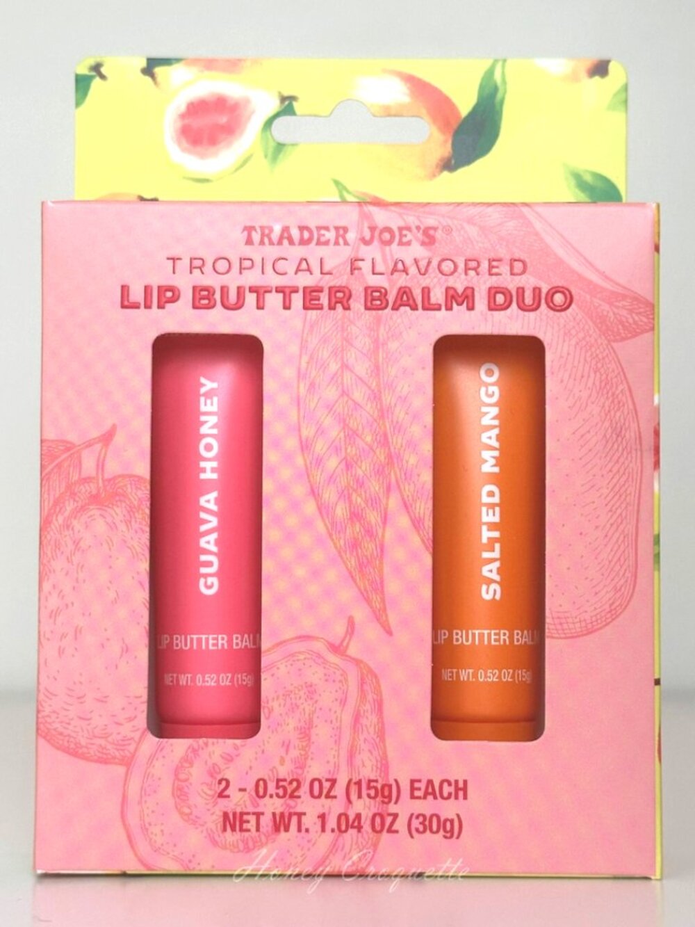 Trader Joe’s Tropical Flavored Lip Butter Balm Duo Guava Honey & Salted Mango